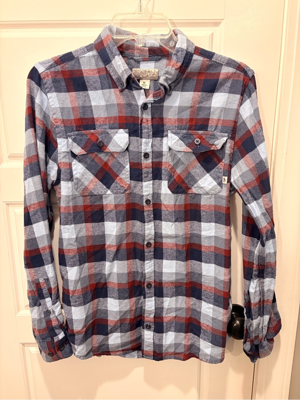 Ocean & Coast Kids' Blue and Red Plaid Button-Down Shirt